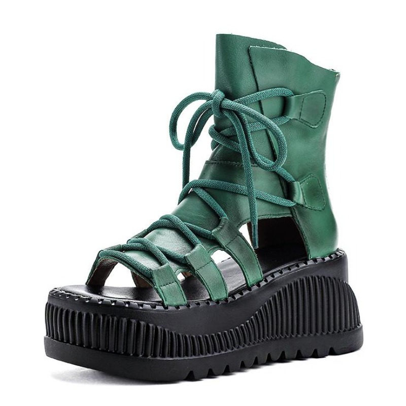 Ethnic Modern Fashion - 8CM Ethnic Cow Genuine Leather Ankle