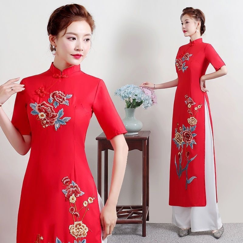 Ao Dai Vietnam Dress - Summer Women Traditional Vietnam Ao Dai