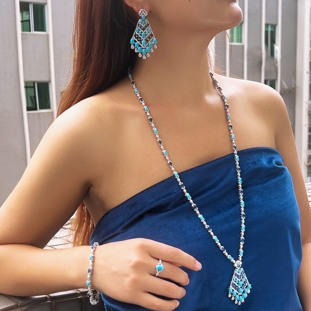 CWWZircons 4pcs Elegant Blue T - Ethnic Fashion In Dubai recension och pris
