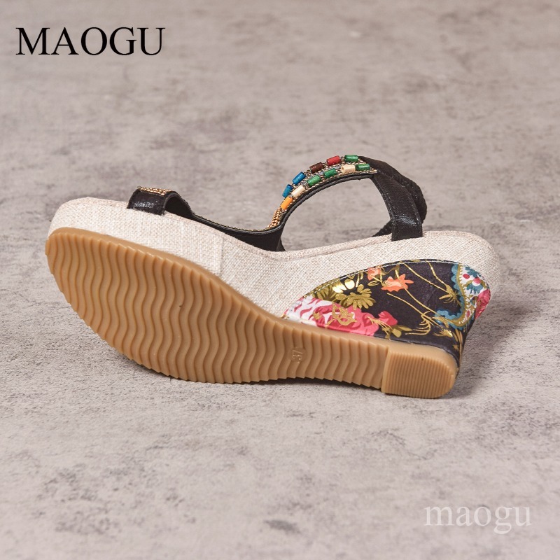 Boho Beaded Floral Wedge Sanda - Ethnic Modern Fashion recension och pris