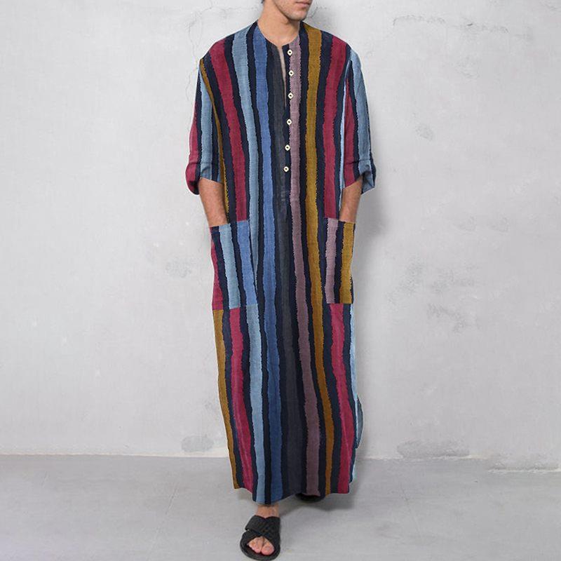 Men's Long Striped Printed Shi - Ethnic Wear Fashion Designer recension och pris