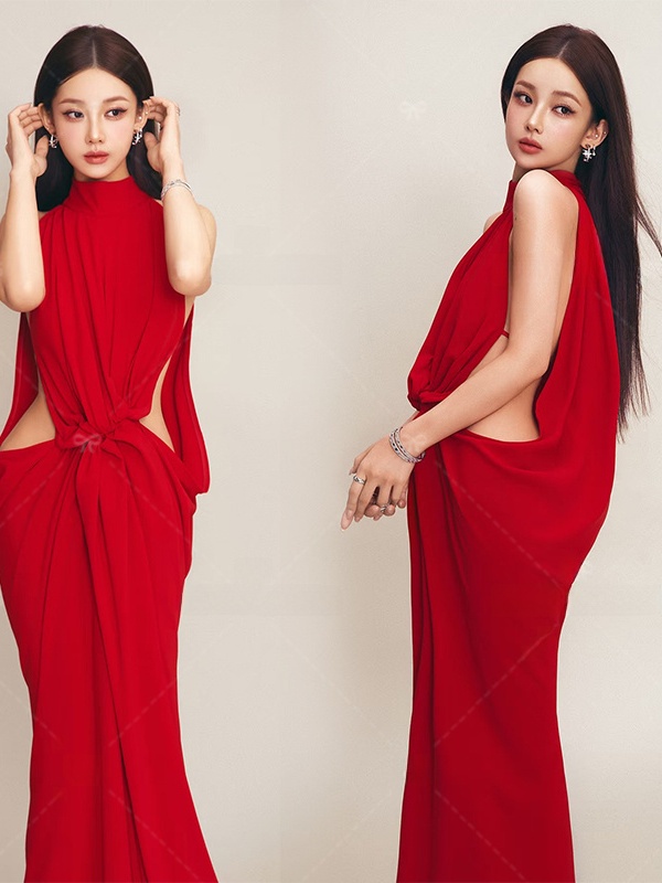 Red Portrait Photography Dress - Ethnic Fashion Photography recension och pris