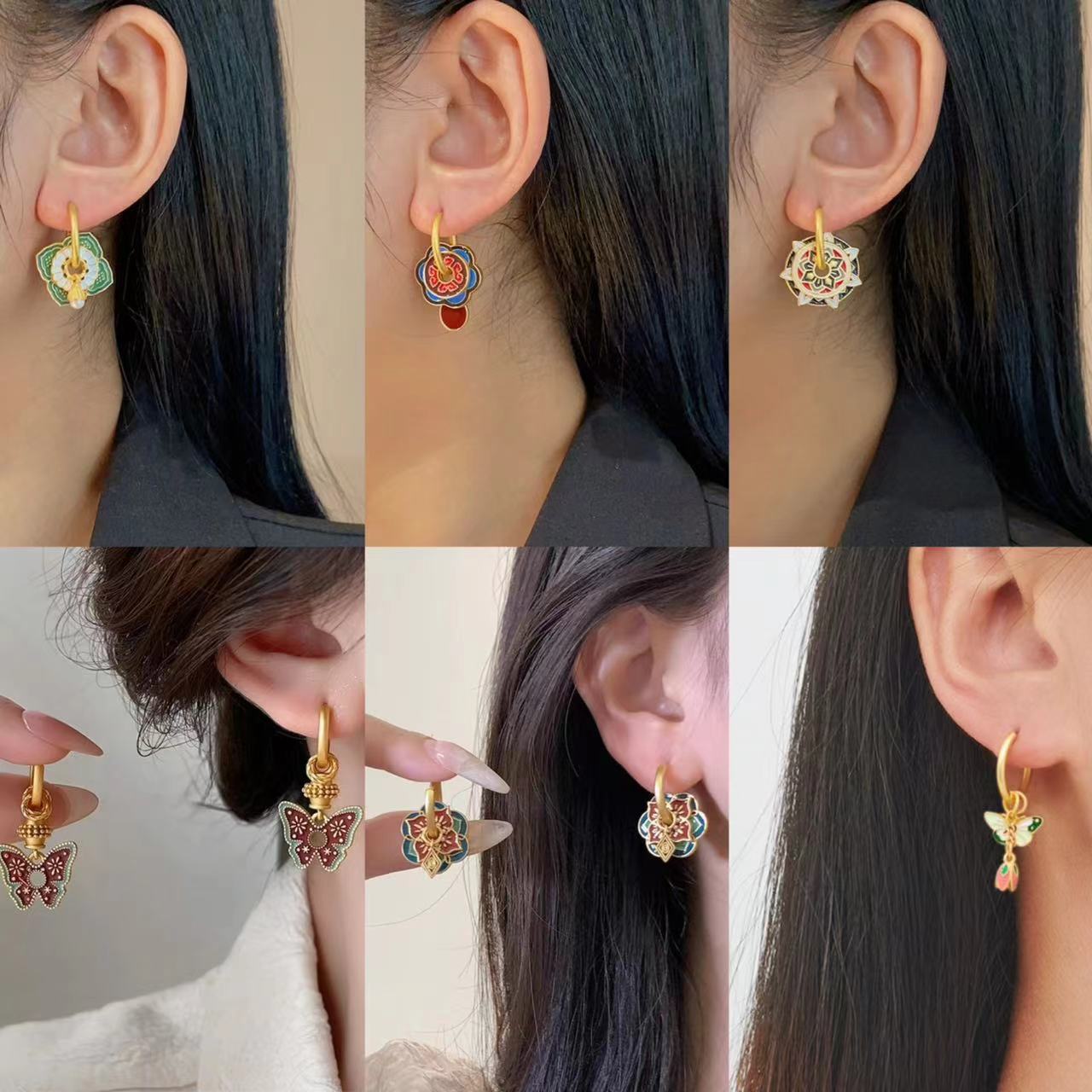 Vintage Chinese Colorful Ename - Ethnic Fashion Way recension och pris